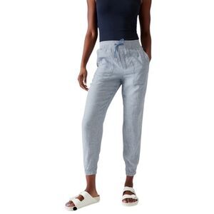 Athleta Womens Retreat Linen Jogger Chambray Blue Size 10 NWOT